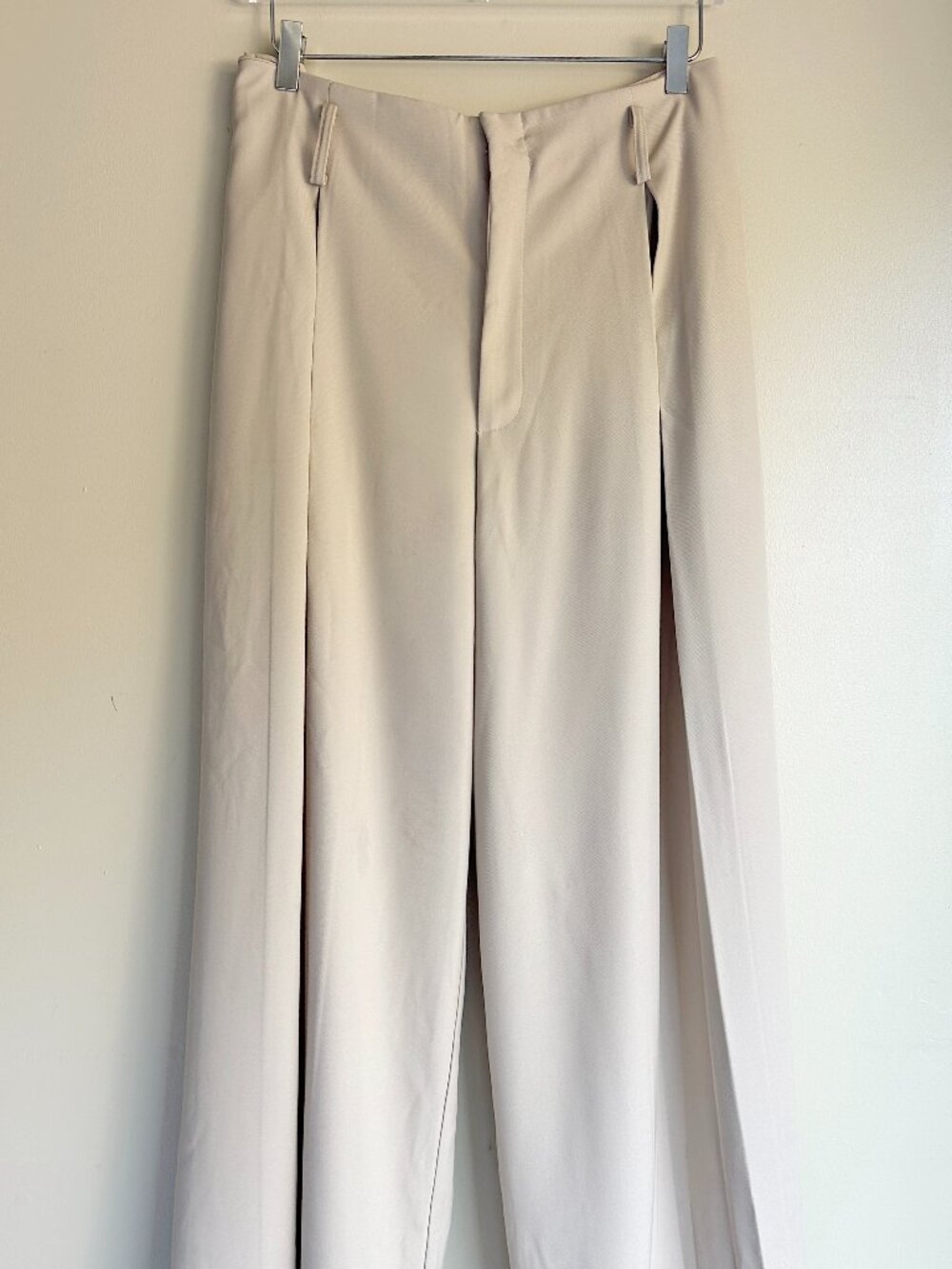 Fashion Nova NWT End Of Time Wide Leg Belted Trousers Stone Tall Girl Friendly